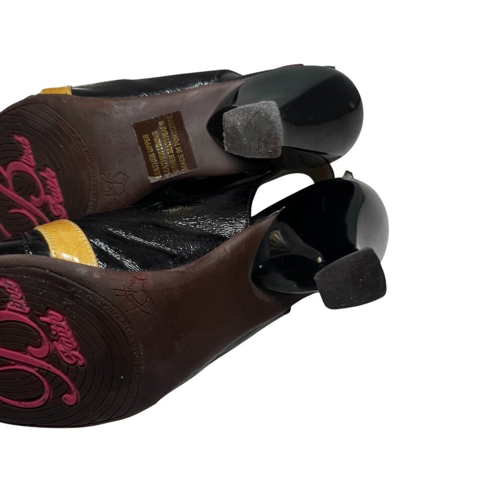 John Fluevog Brooke 6.5 Multicolor Cutout Slingback Heels Retro Mod Art Deco - Picture 11 of 14